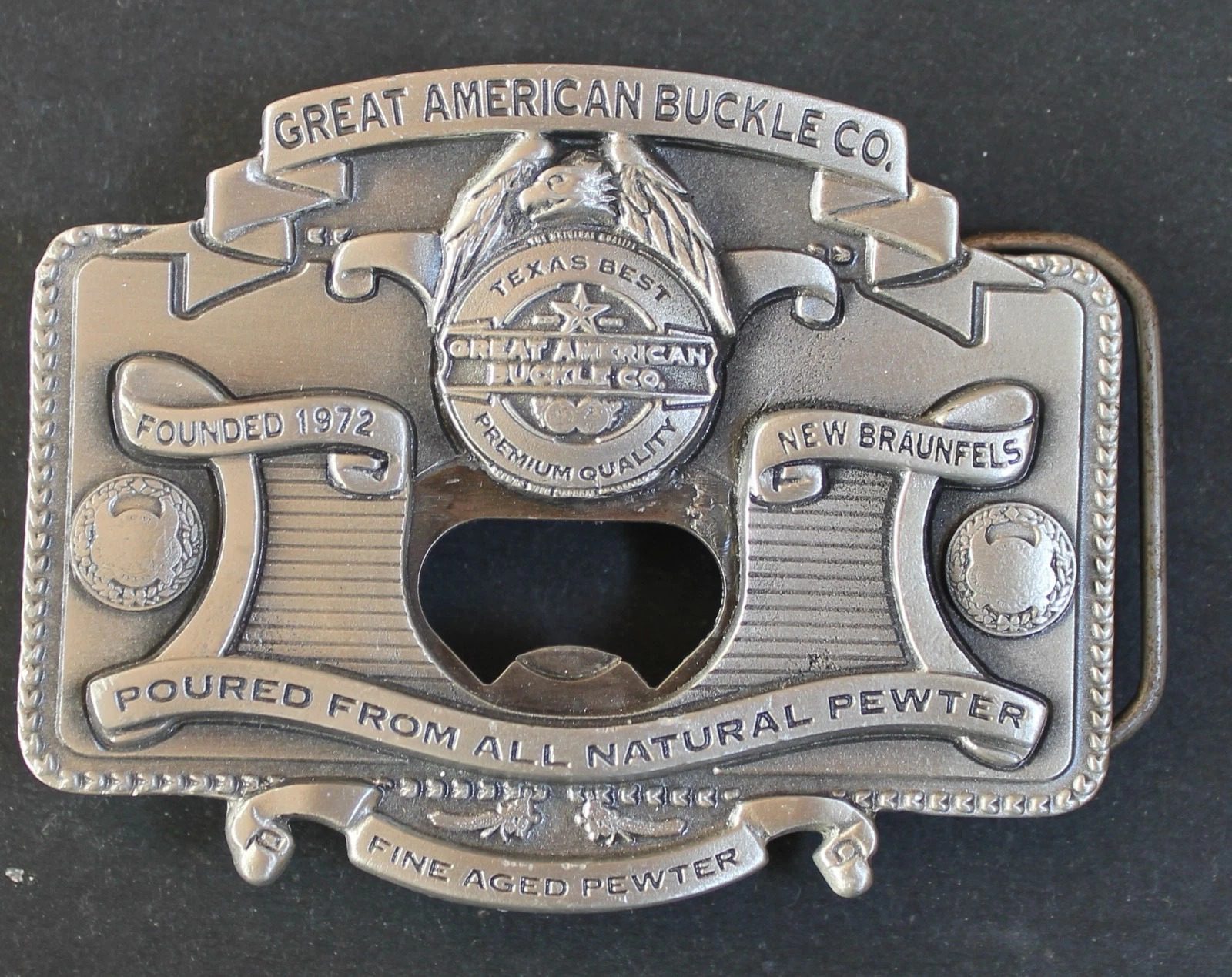 2004 Great American Buckle Co. Fine Aged Pewter Belt Buckle