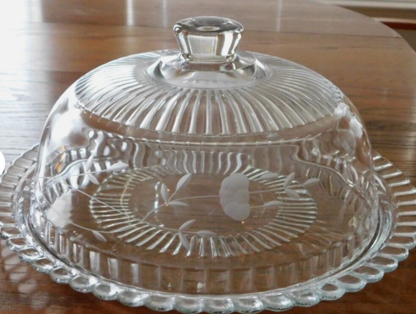 Princess House Heritage Crystal Pastry / Cake / Pie Tray With Dome #077