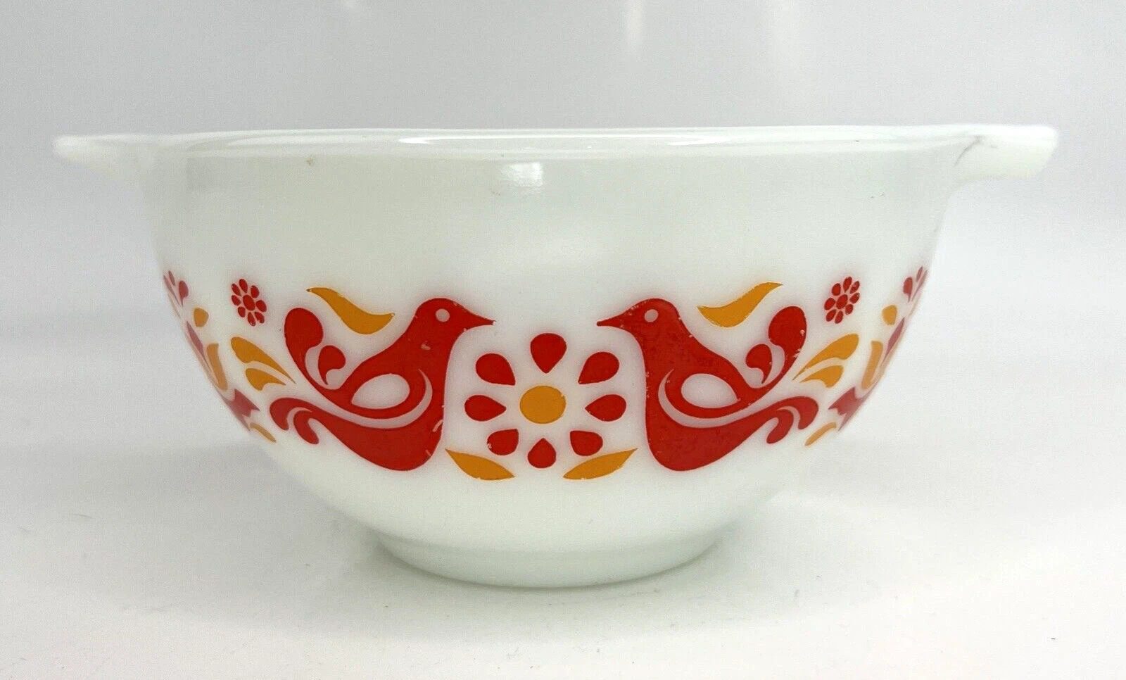 Pyrex FRIENDSHIP Cinderella Mixing Bowl #441 Red Orange Birds 1-1/2 PT Vintage