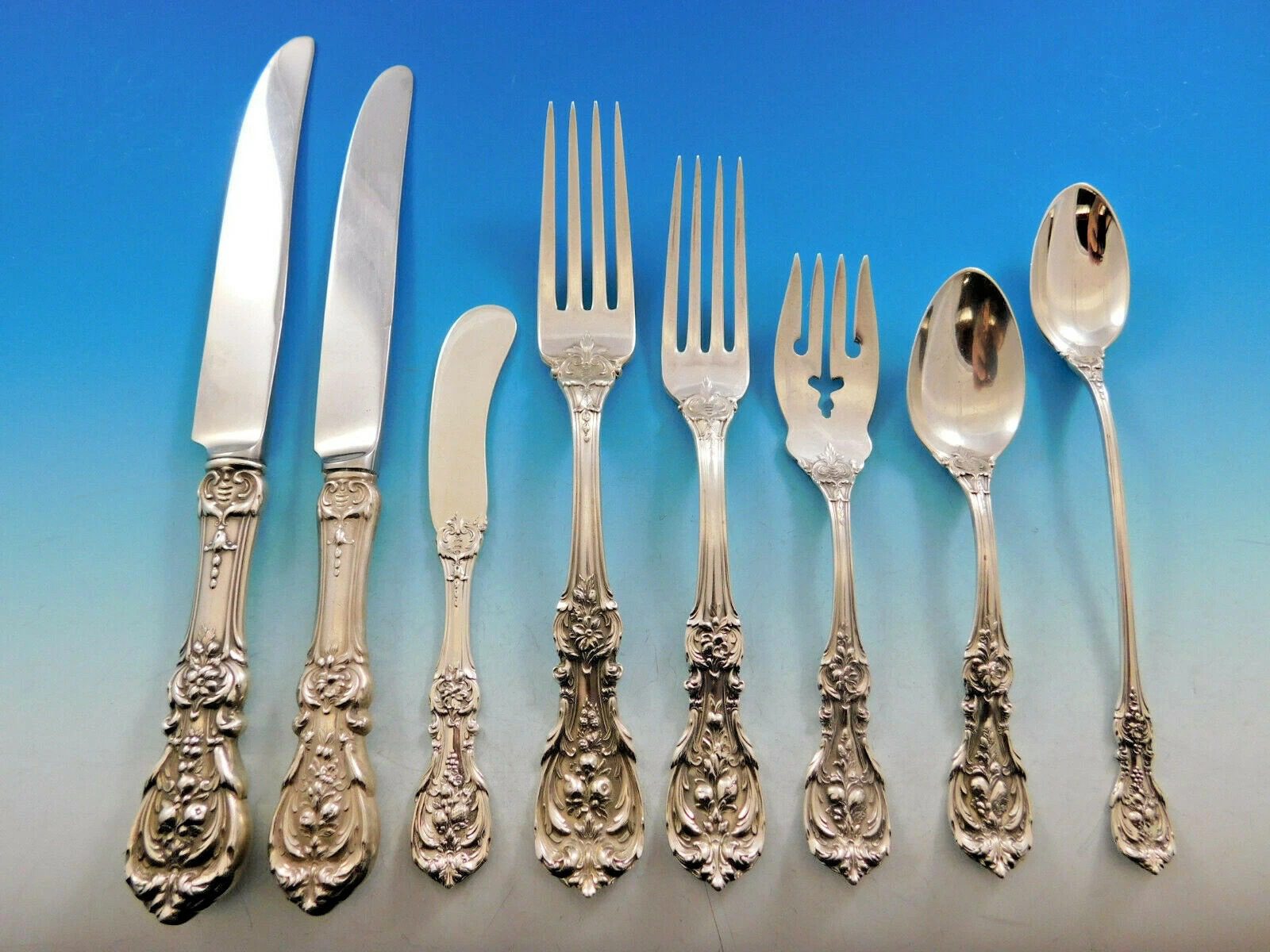 Francis I by Reed & Barton Sterling Silver Flatware Set 8 Old Mark 70 pcs Dinner