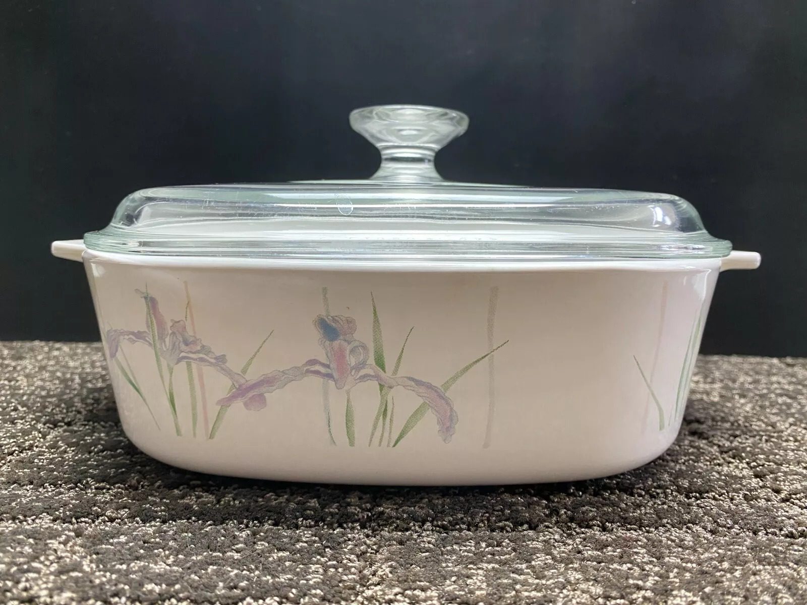 Vintage Corning Ware Shadow Iris A-2-B Casserole Dish 2 Liter with Glass Lid