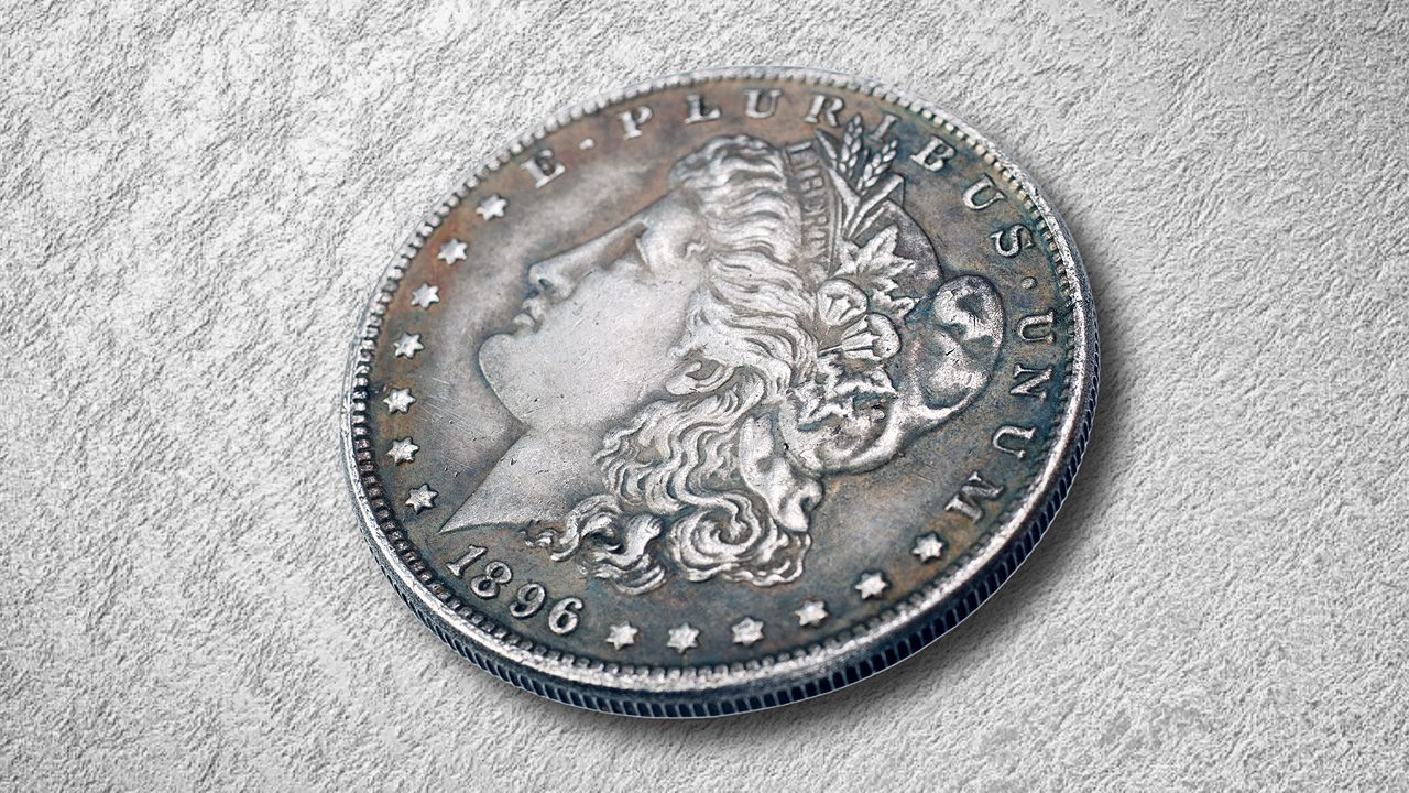 old vintage silver dollar from 1896