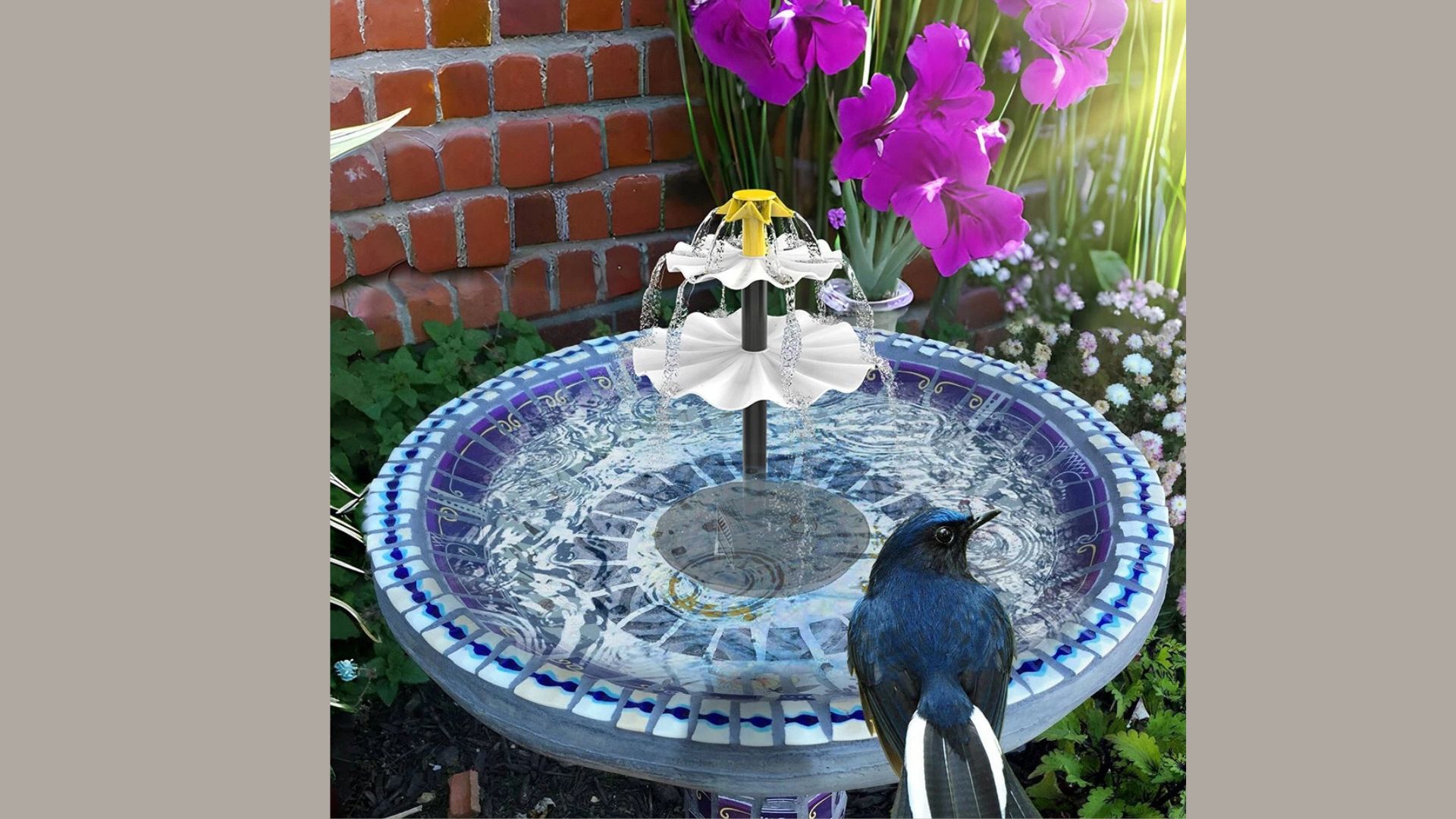 Solar-Powered Birdbath Fountain
