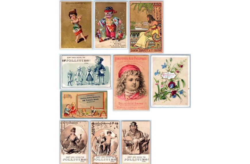 1870-1890's LOT/10 VICTORIAN TRADE CARDS MASSACHUSETTS SIZE CONDITION VARIES #2