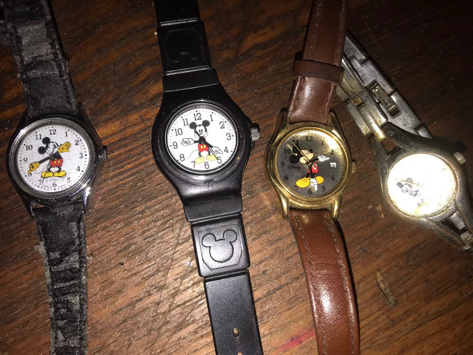 Vintage Four Mickey Mouse Watches - For Parts Only