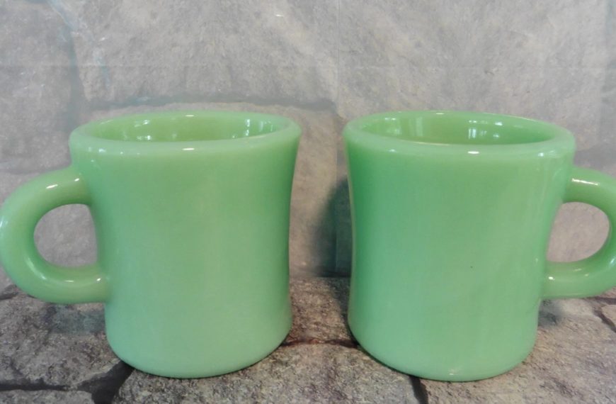 Vintage Two Fireking Heavy C Handle Coffee Hot Chocolate Mugs