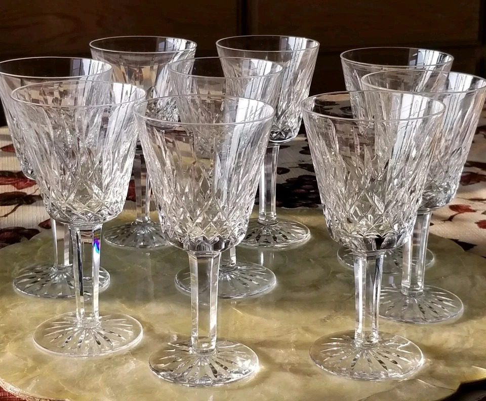 Set 4 Vintage WATERFORD CRYSTAL LISMORE 6 oz WINE GLASSES 5 7/8" EXCELLENT