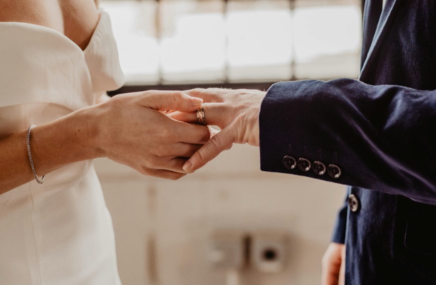 Woman Putting Wedding Ring On Groom's Finger