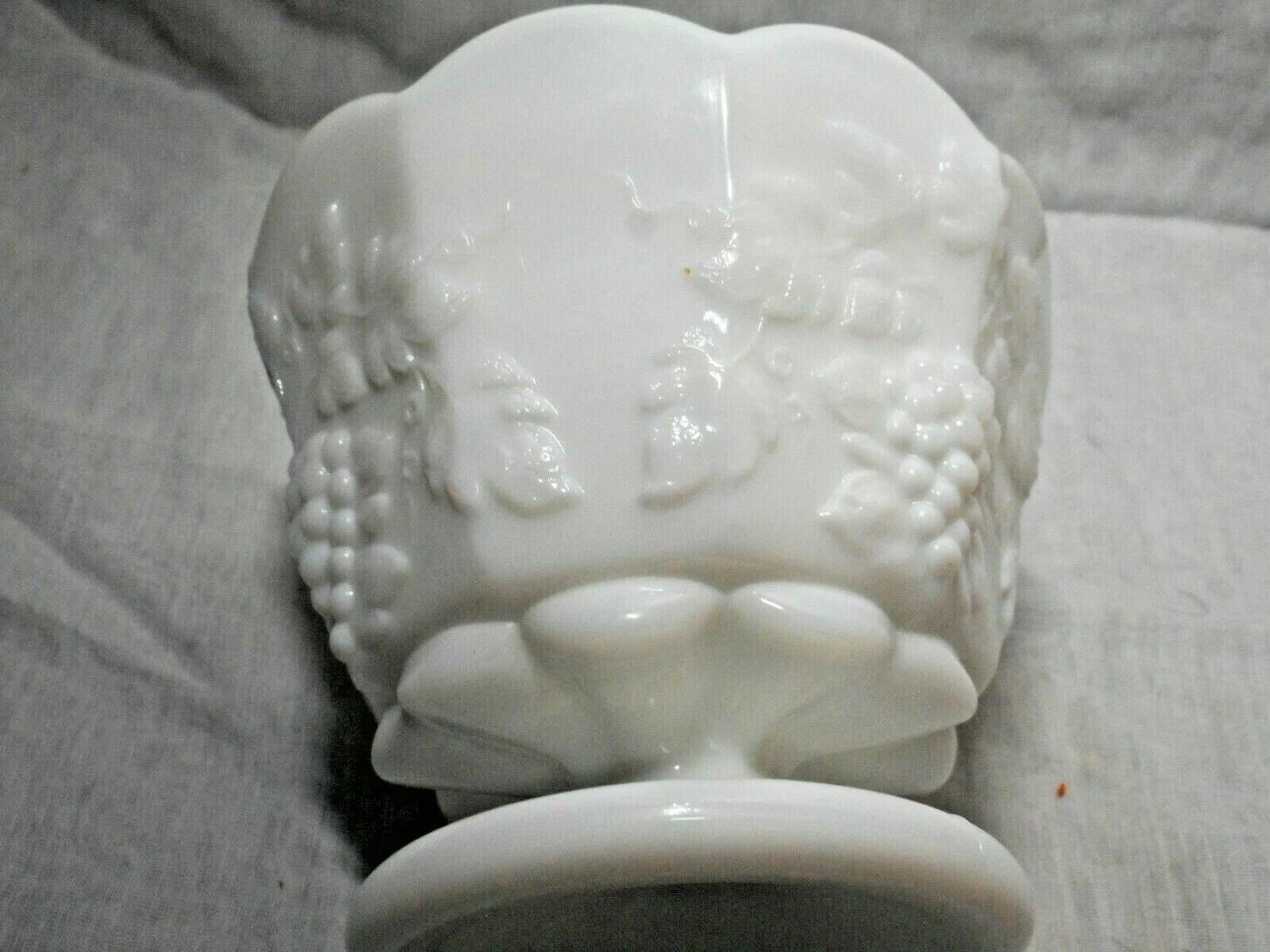 Westmoreland White Milk Glass Compote Paneled Grape Pattern Vase Pedestal Bottom
