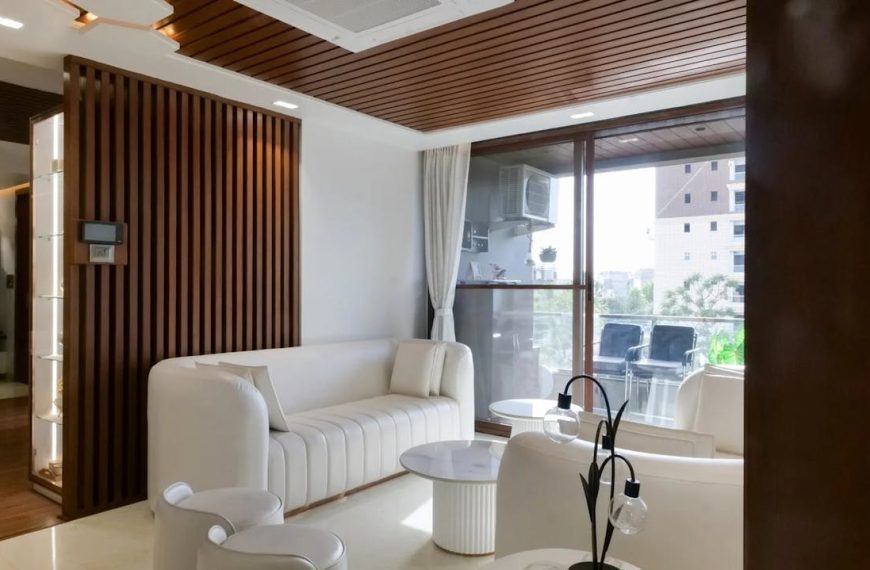 Modern Indian Living Room with Sheesham Wood Accents