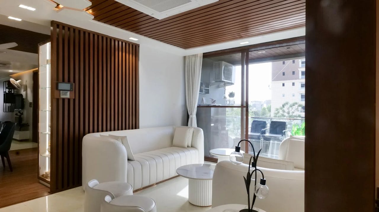 Modern Indian Living Room with Sheesham Wood Accents