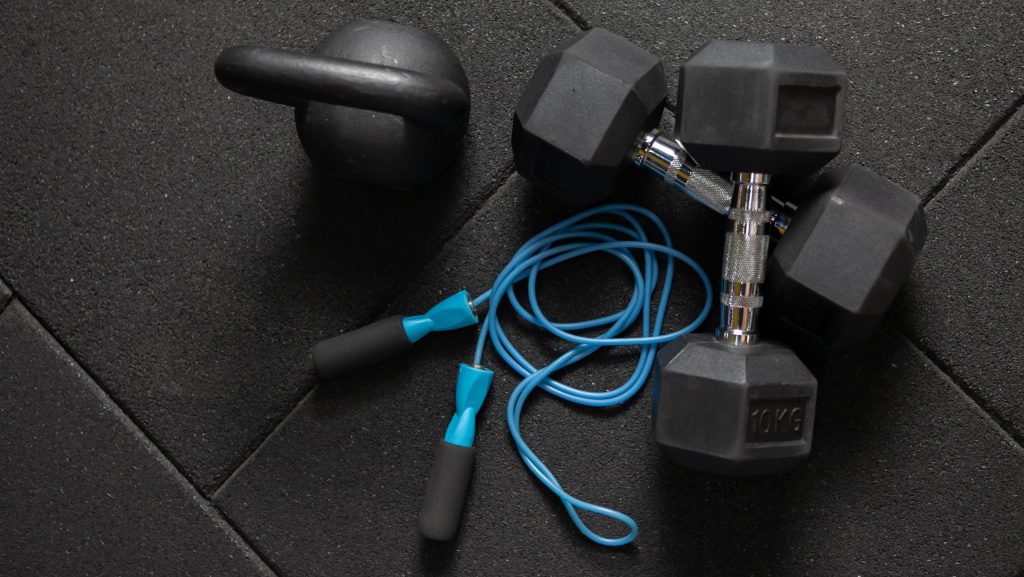 kettle bell , dumble . exercise equipment