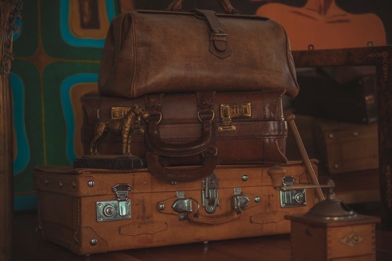 Vintage Suitcases in Retro Setting