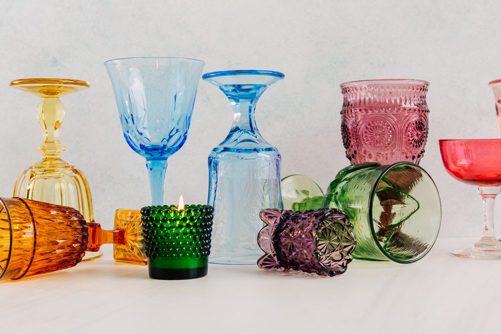 Colorful Vintage Rainbow Glassware Table Decor 