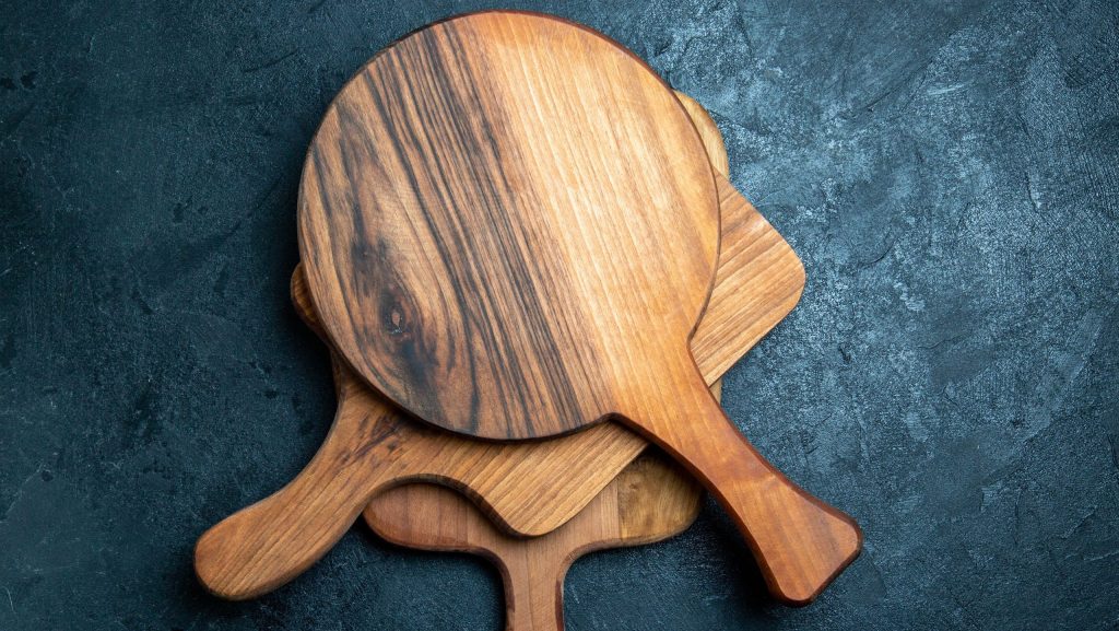 wooden serving platter stacked