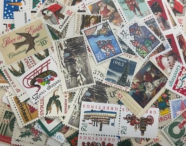 US Christmas Mint Vintage Postage Stamps Lot of 25 (Low Denom)