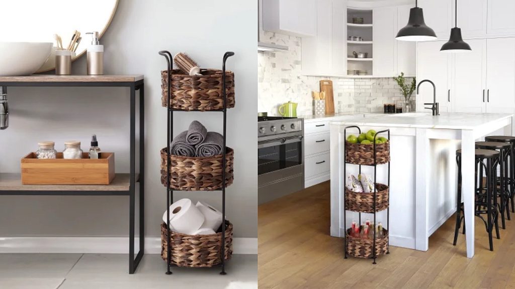 Seville Classics 3-Tier Storage Basket Tower