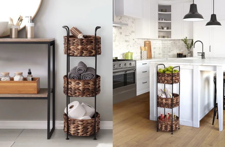 Seville Classics 3-Tier Storage Basket Tower