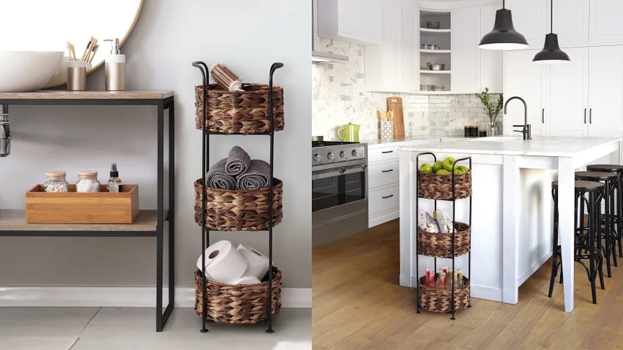 Seville Classics 3-Tier Storage Basket Tower