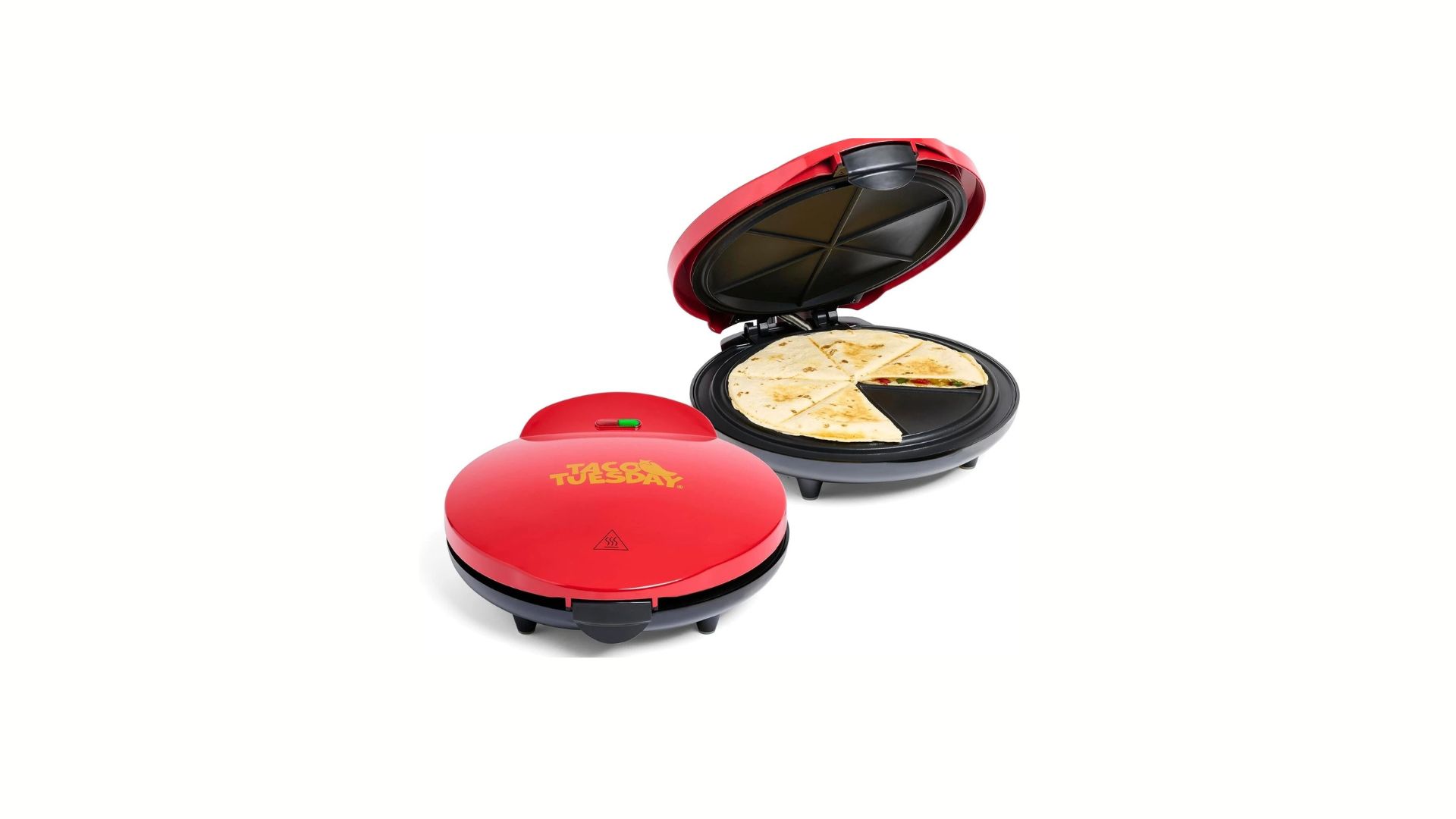 10-inch Electric Quesadilla Maker 6-Wedge Extra Stuffing Latch Red
