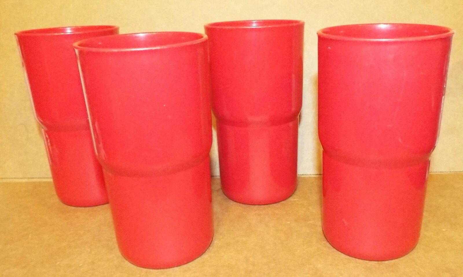 Tupperware Poppy Red Set Of 4 Tumblers Vintage 2412D-4 Stackable Drink Cups