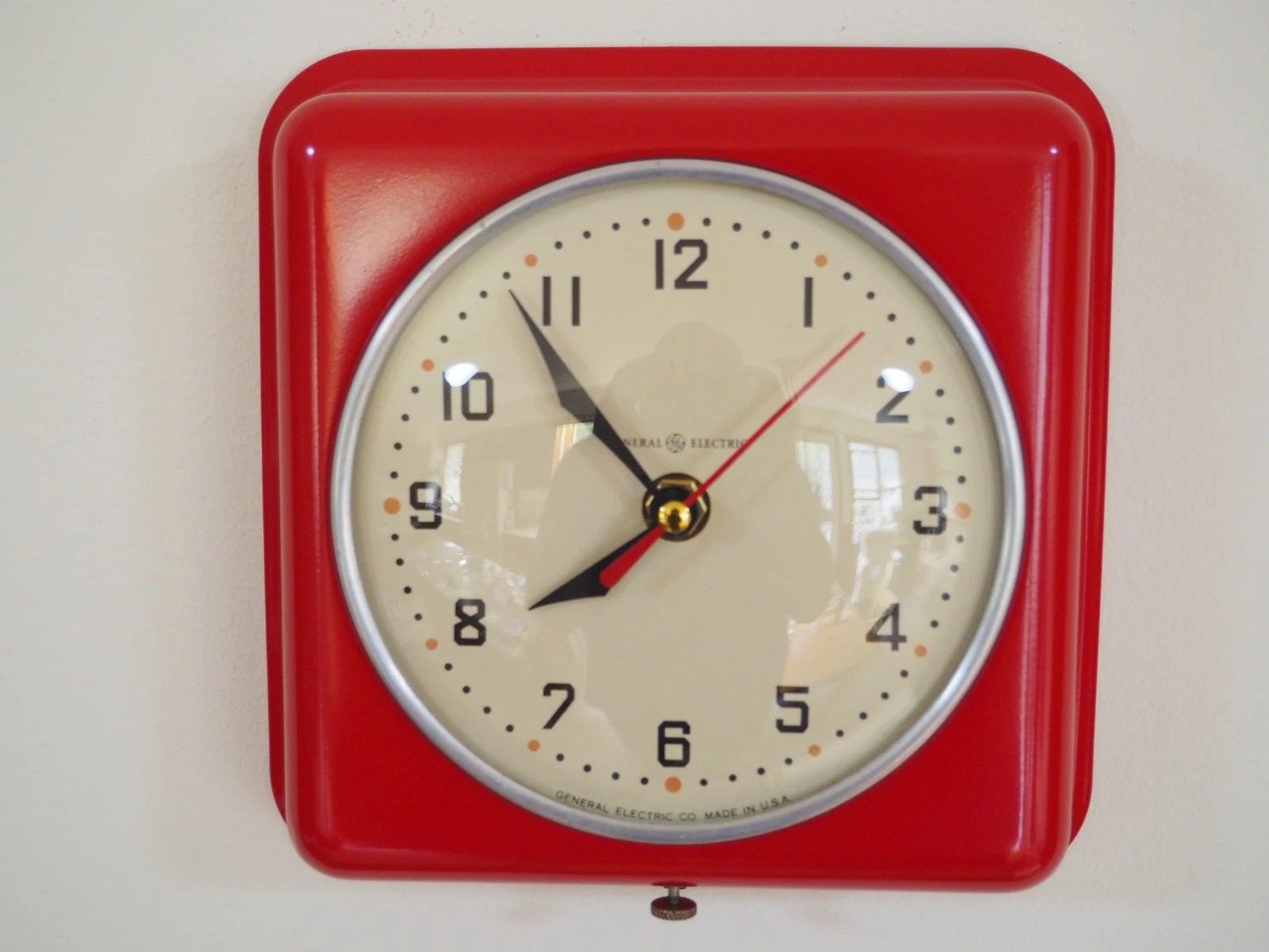 Vintage 1937 General Electric Telechron 2H08 Red Wall Clock – Art Deco - updated