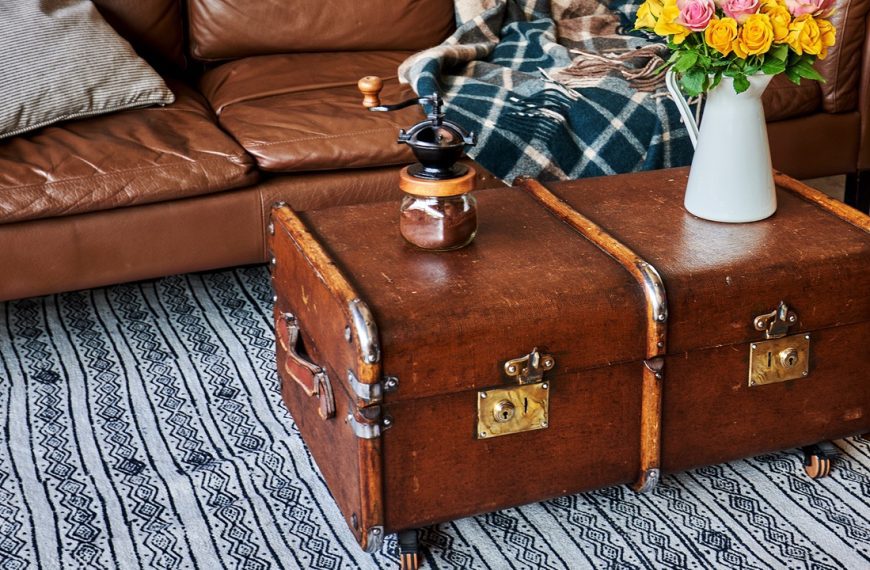 Vintage Trunk Suitcase Table