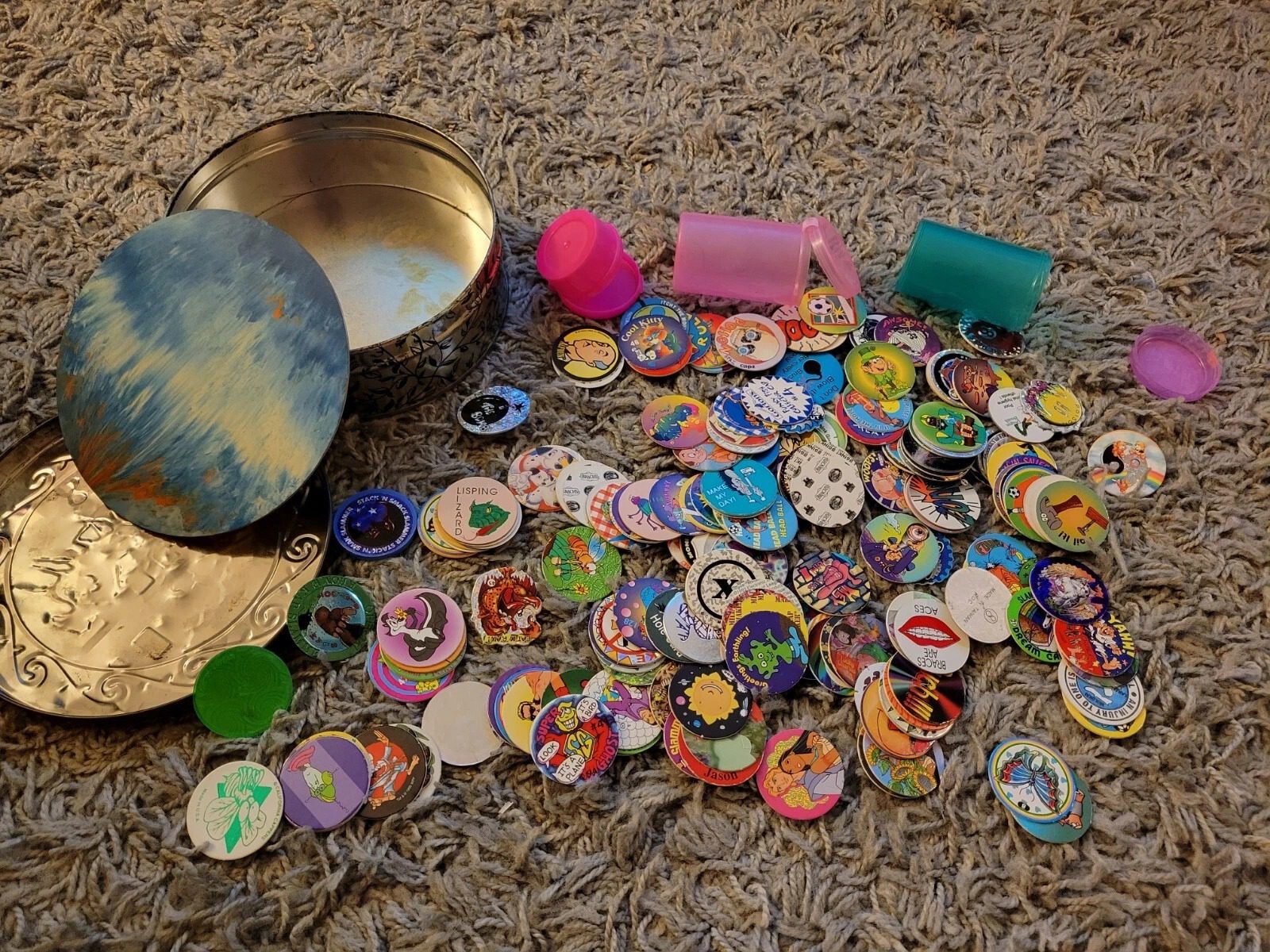 Large Lot Vintage Pogs And Slammers 90s Kids Game Collection