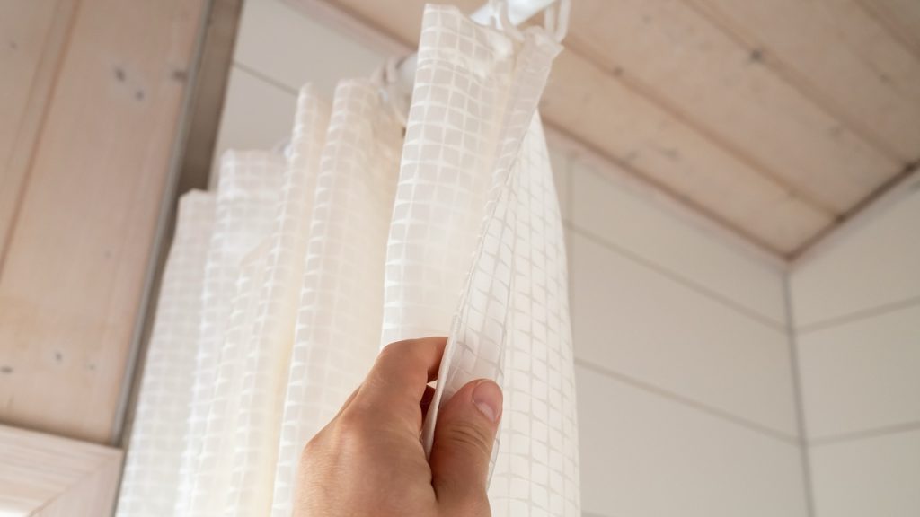 White shower curtain