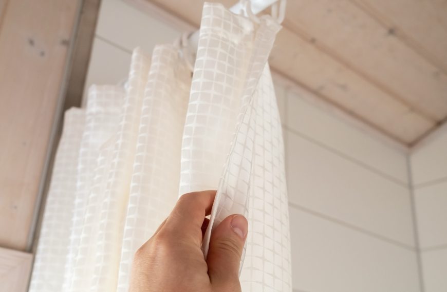 White shower curtain