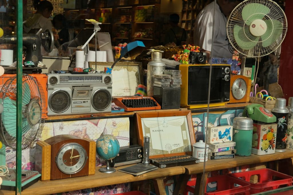 a store with a bunch of items on a shelf