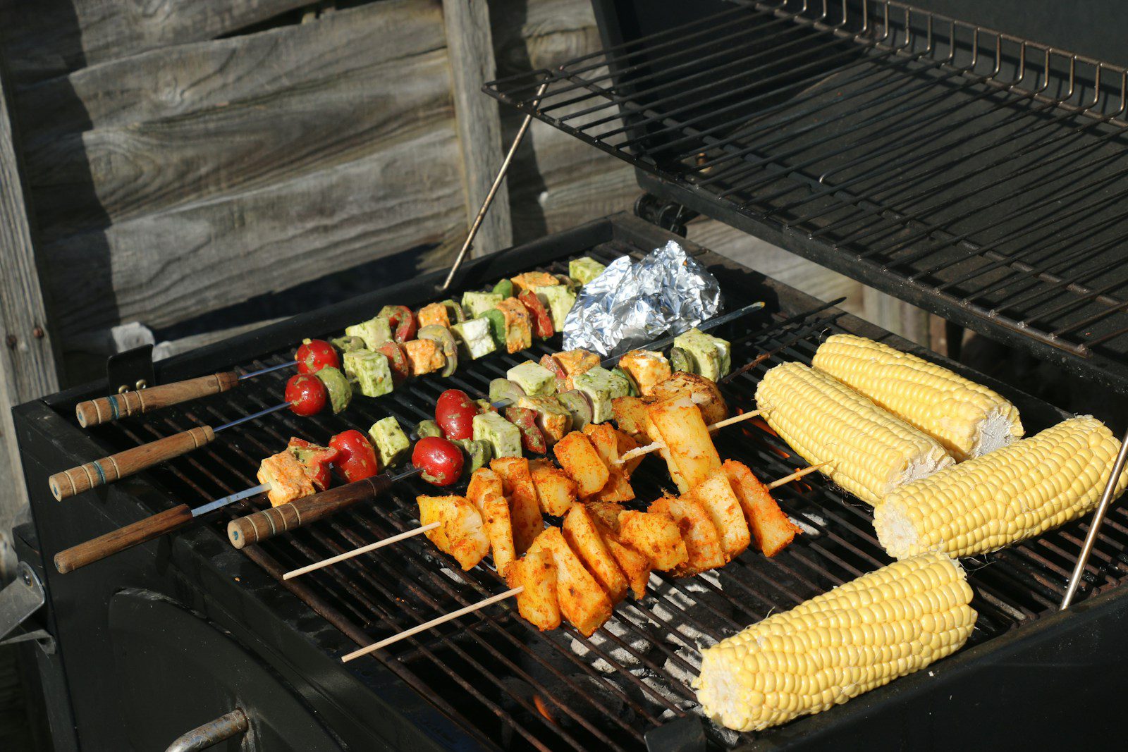 a grill with food on it