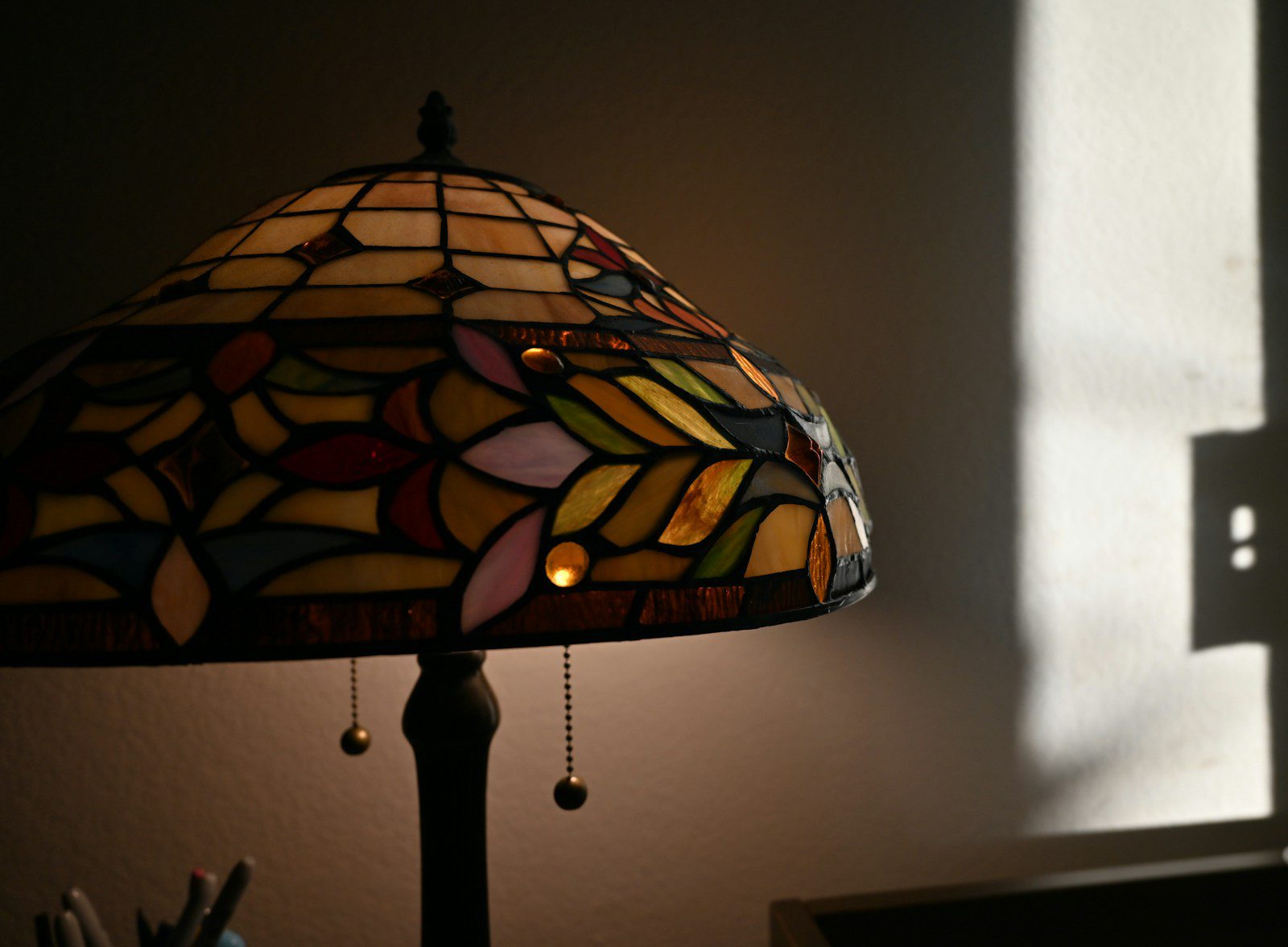 A lamp that is sitting on a table