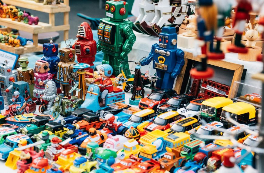 assorted-colored toys on table