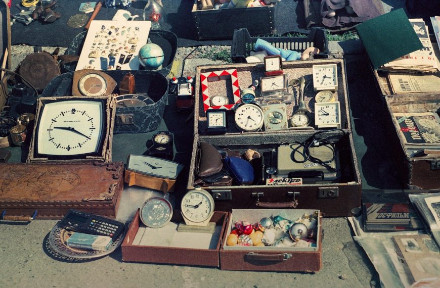 a collection of old clocks