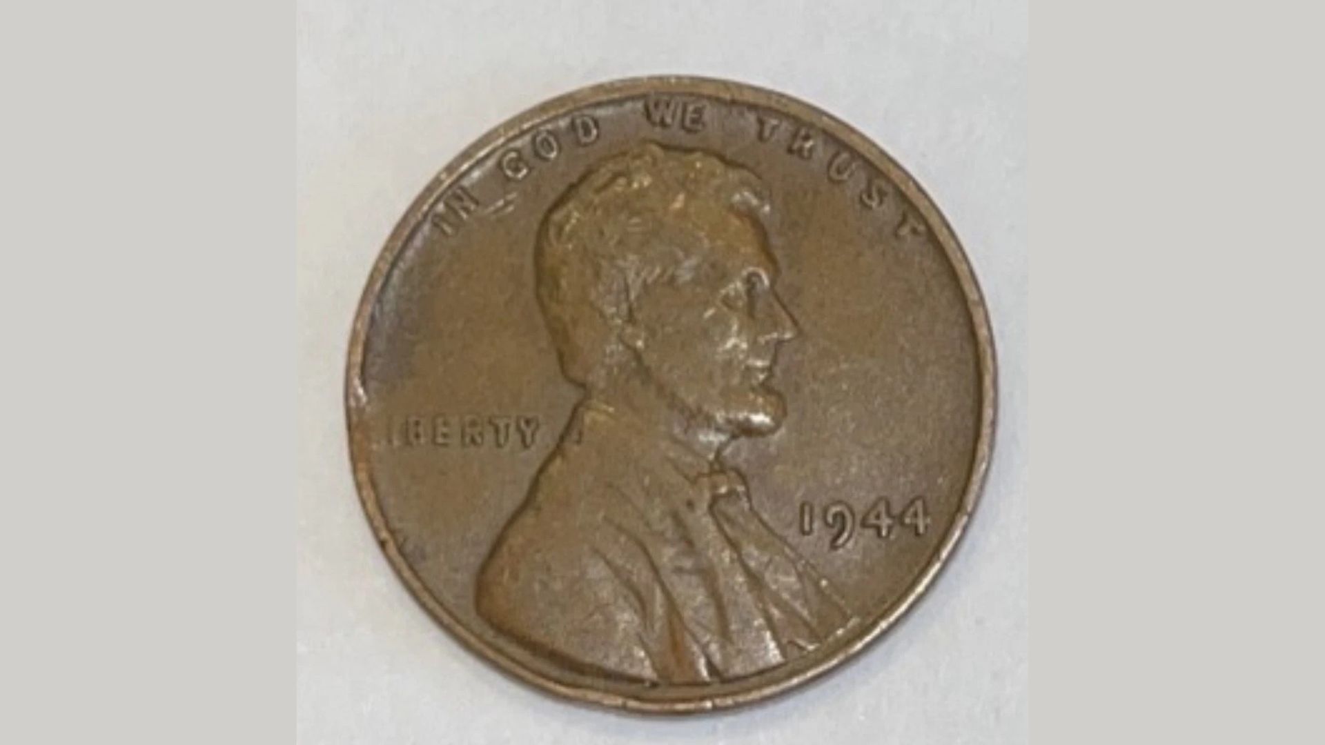 1944 Lincoln Wheat Cent Penny No Mint Mark - Error No L In Liberty & Rim Damage