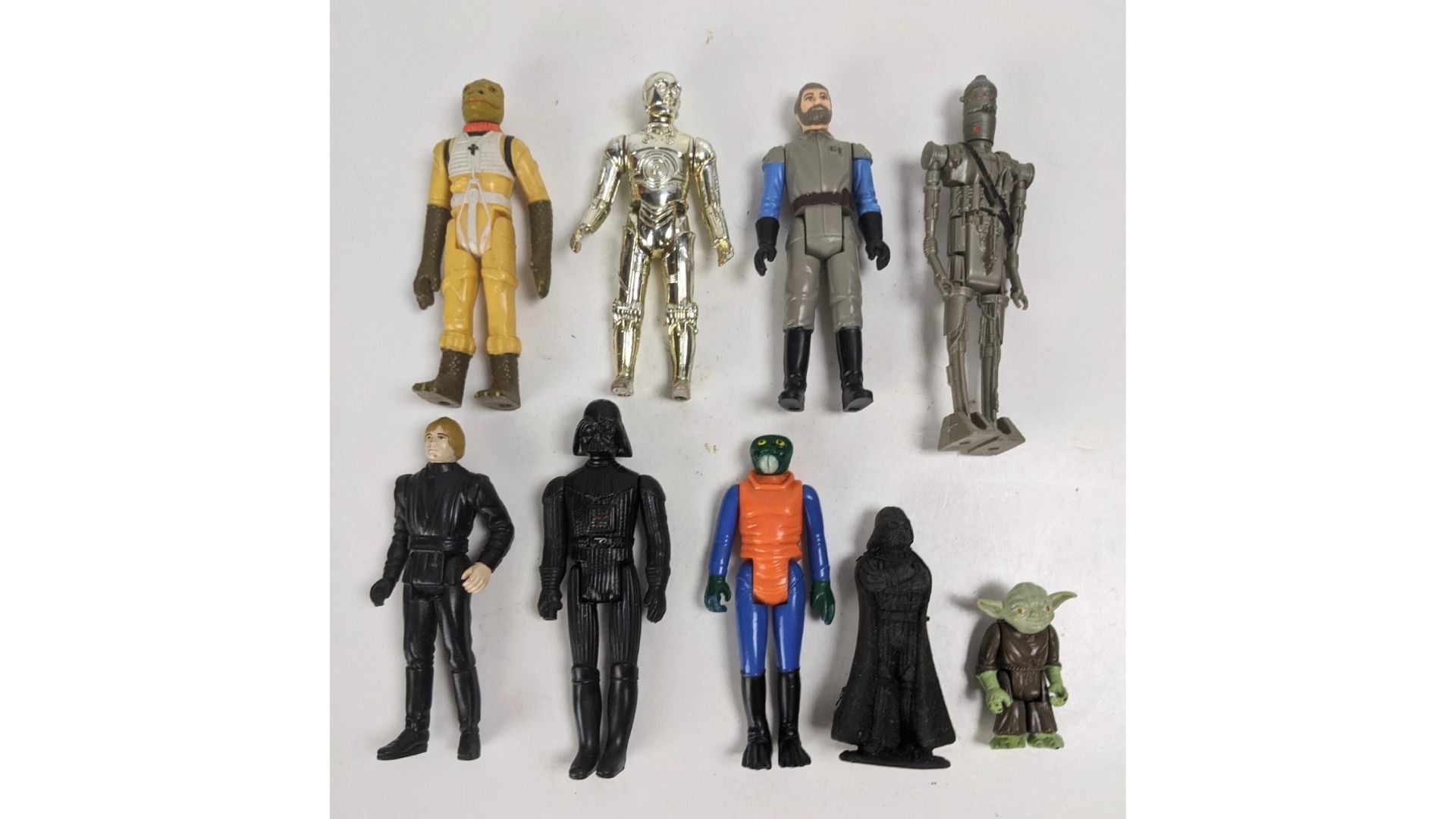 Vintage 1978 Kenner Star Wars 3.75" ANH Luke Bossk Yoda Vader Action Figure Lot