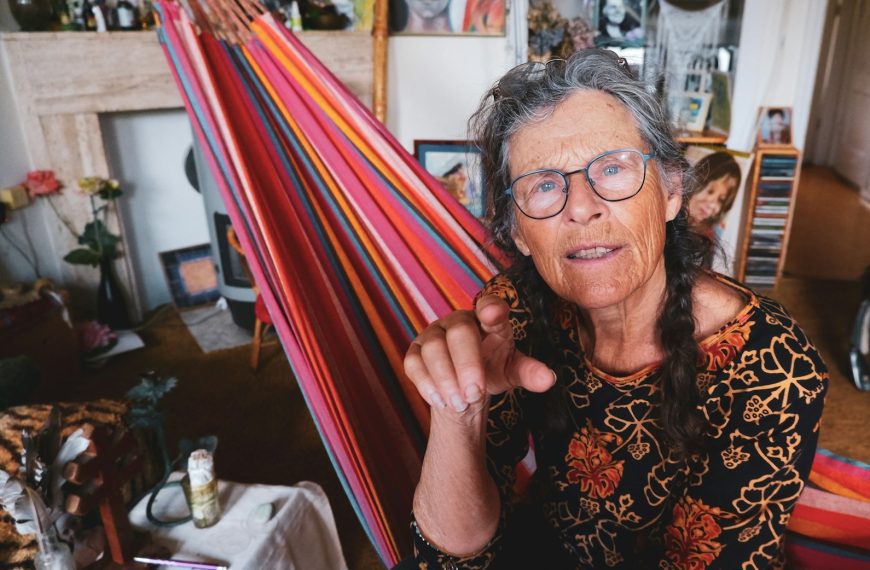 a person holding a flag