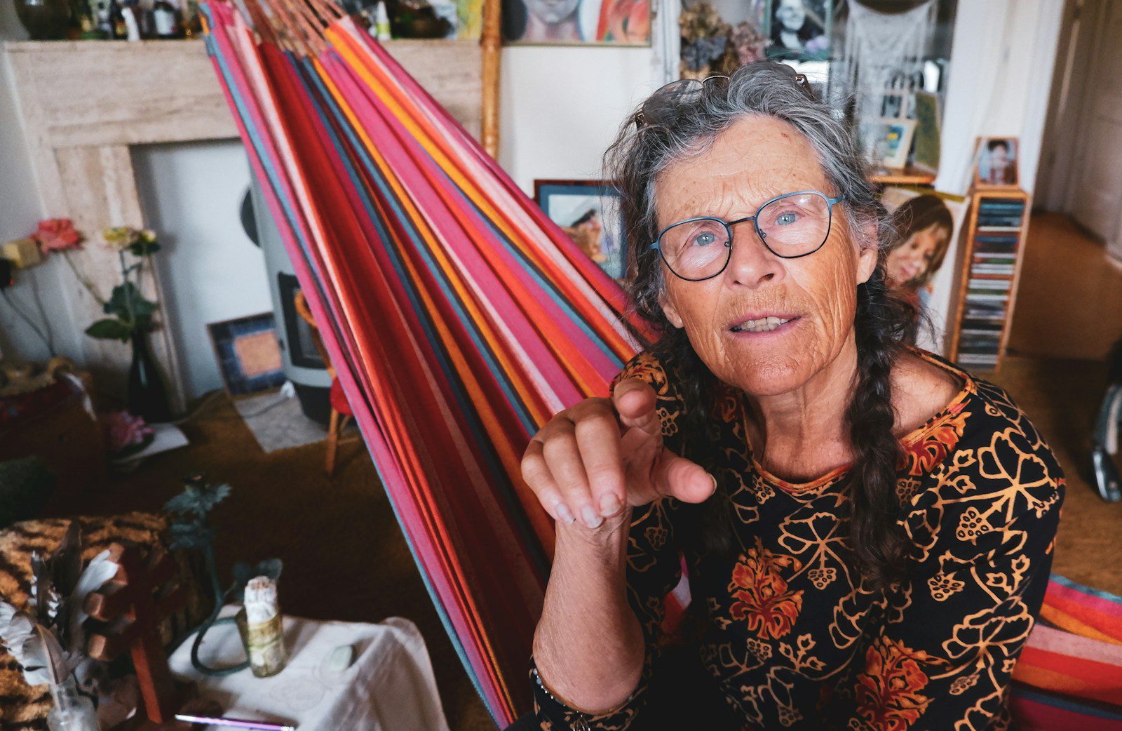a person holding a flag