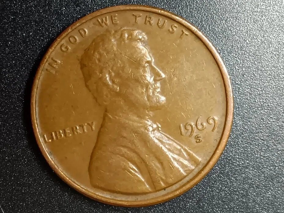 RARE 1969 S Double Die Obverse/Rev Lincoln Penny With Floating Roof