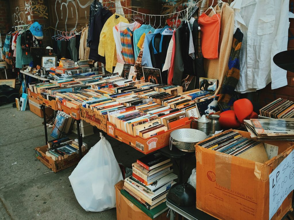 assorted books on table