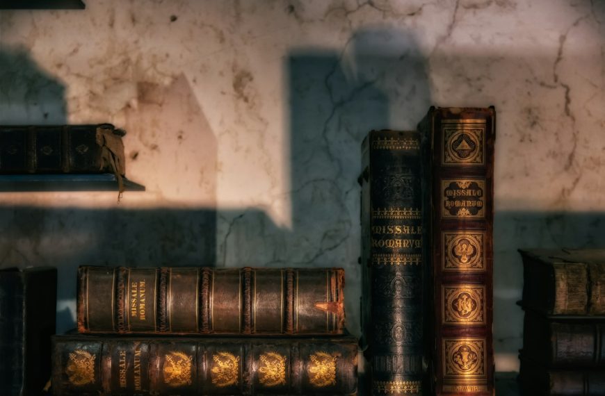 brown and black hardbound books