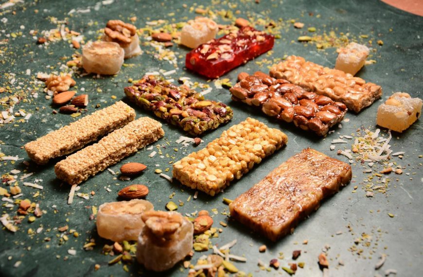 A variety of nut and seed bars showcasing delicious textures and flavors.