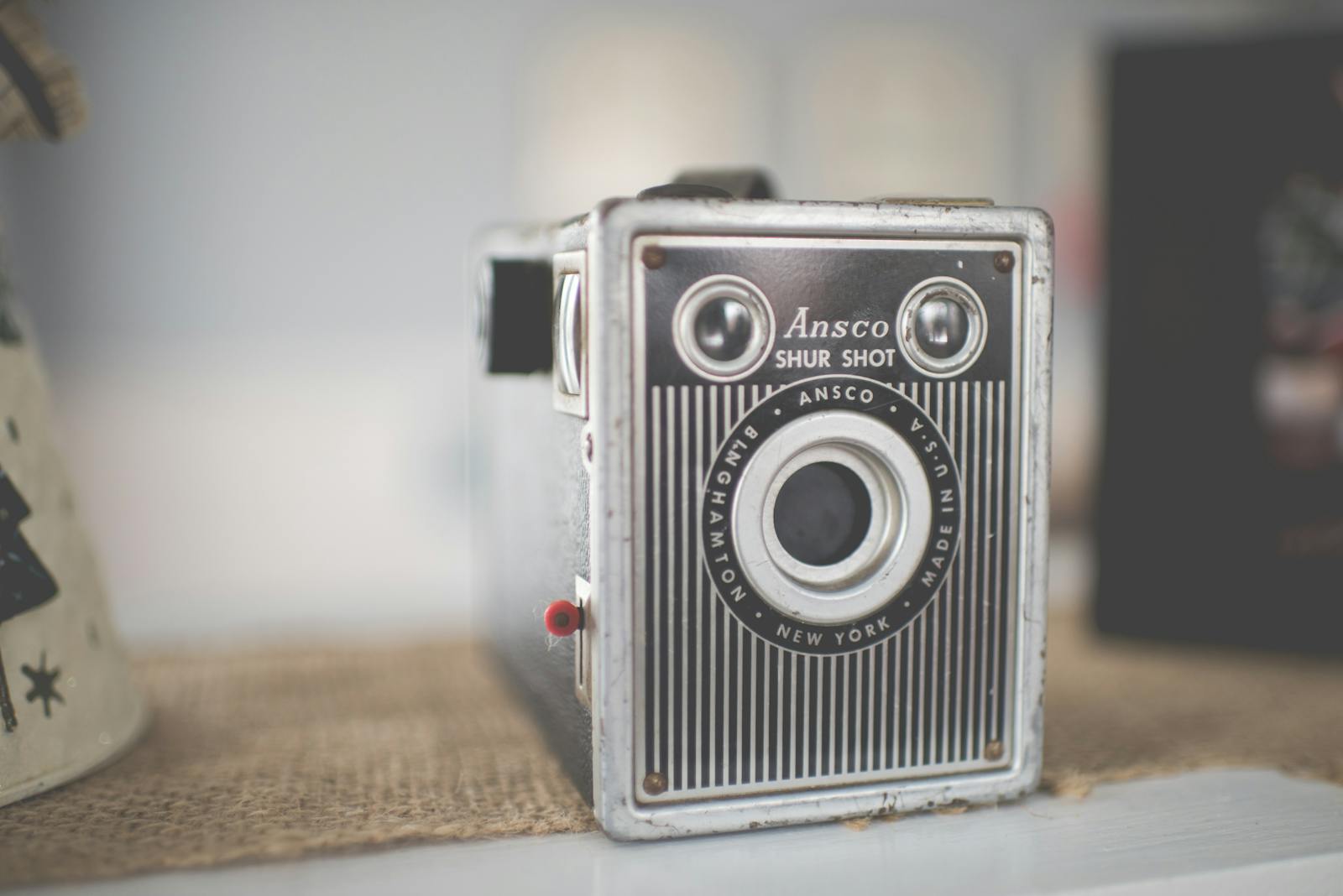Close-up of a classic Ansco Shur Shot camera showcasing vintage design and nostalgia.