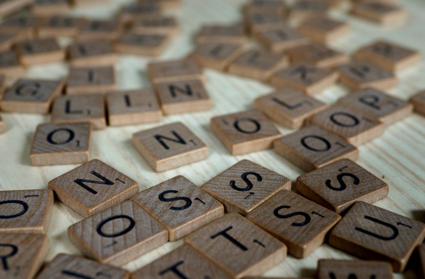 brown and white letter blocks