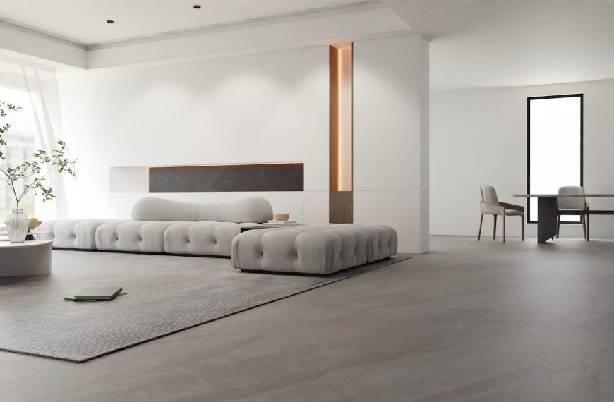 a living room with a couch and a table