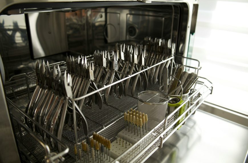 a rack of silverware