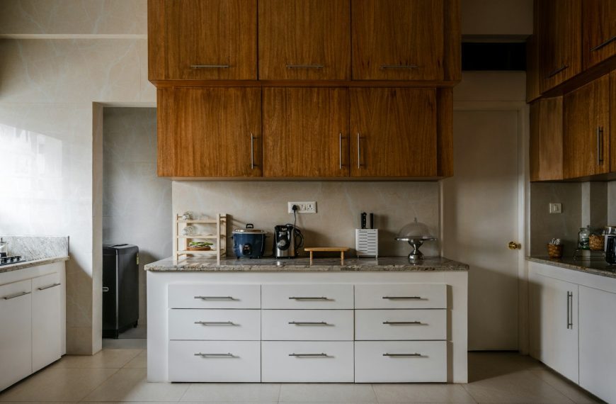 a kitchen filled with lots of counter top space