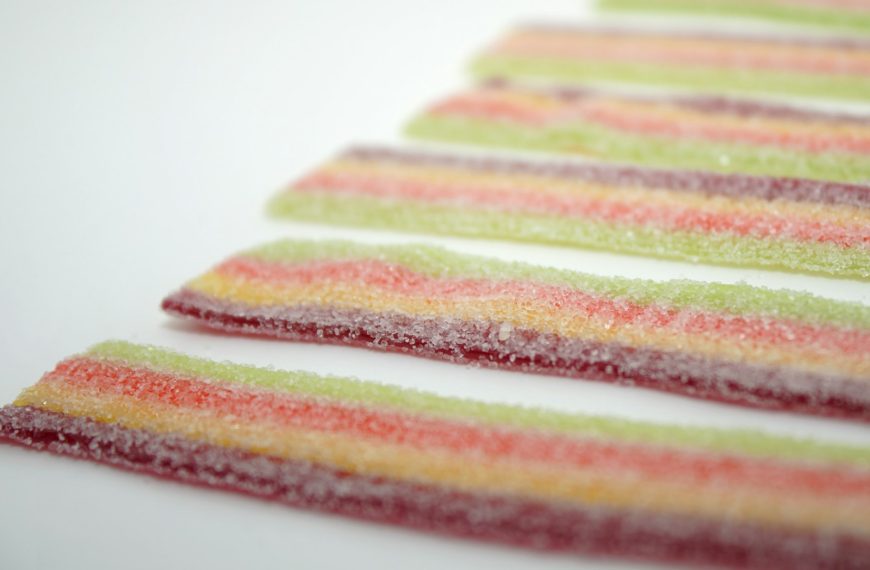 a close up of a row of candy canes
