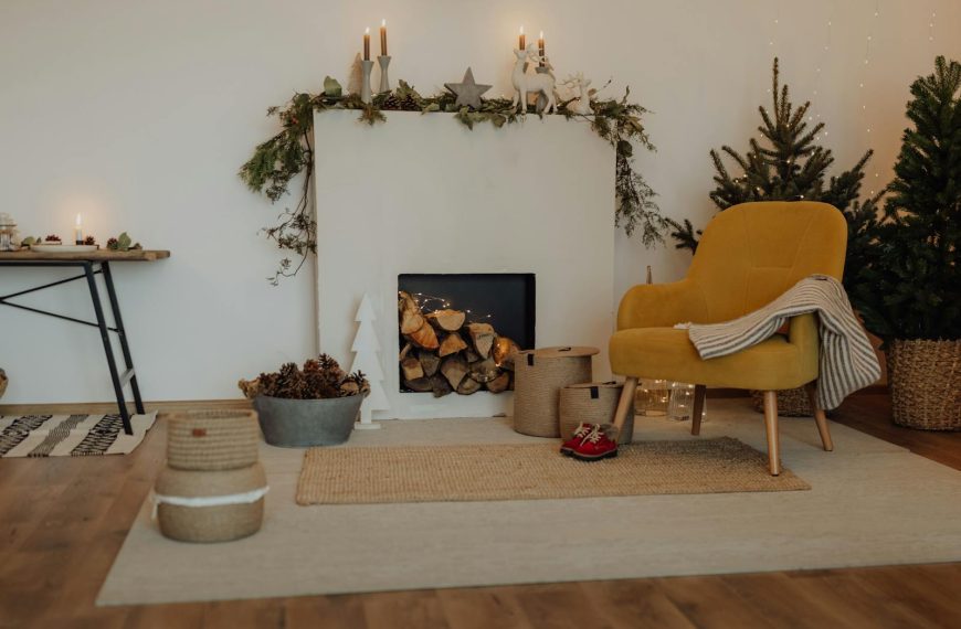 A warm and inviting living room setup with a fireplace, perfect for cozy winter nights.